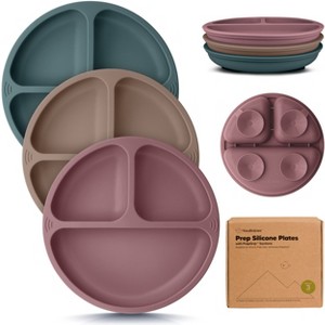 3-Pack Prep Suction Plates for Baby, 100% Silicone Toddler Plates, BPA-Free Divided Baby Plates with Suction - 1 of 4