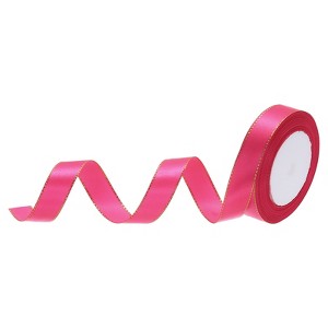 Unique Bargains Double Face Wide Satin Ribbon with Gold Edges for Wedding Bouquet - 1 of 4