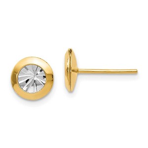 Black Bow Jewelry 8mm Diamond-Cut Post Earrings in 14k Yellow Gold & White Rhodium - 1 of 4