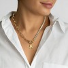 Adornia 14k Gold Plated Half Crystal And Half Paperclip Initial Toggle Necklace - 2 of 3