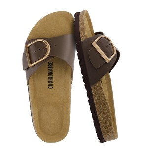 CUSHIONAIRE Leeds Sandals for Women, Slip On Big Buckle Slide Womens Sandals with Memory Foam Footbed, Comfortable Summer Footwear - 1 of 4