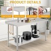 Commercial Stainless Steel Table for Prep & Work, 60 x 24 in Kitchen Food Prep Table with Adjustable Under Shelf and Hooks, for Warehouse,Garage - 4 of 4