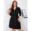 BLUEMING Women's Plus Size Long Sleeve Midi Dress 2025 Striped Fall Sweater Button A Line Ribbed Knit Dresses - 4 of 4