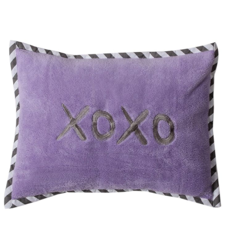 Bacati - Love Grey/Lilac Throw Pillow, 1 of 6