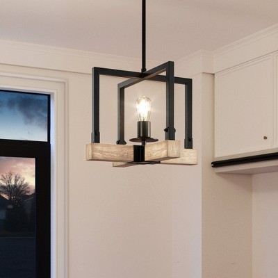 Urban Ambiance Luxury Modern Farmhouse Pendant,  11''H x 11''W,  Matte Black & White Ash Finish, UFS2003