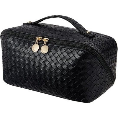 Fmeida Travel Makeup Bag,Large Capacity Cosmetic Bags for Women,Waterproof Portable Pouch Open Flat Toiletry Bag Make up Organizer