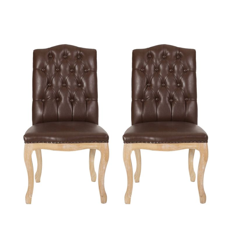 2pk Shylo Contemporary Faux Leather Dining Chairs - Christopher Knight Home, 1 of 12