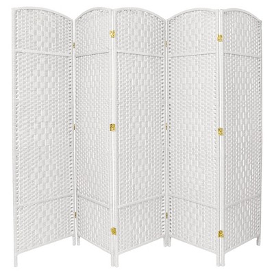 6 ft. Tall Diamond Weave Fiber Room Divider - White (5 Panels)