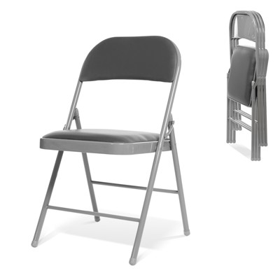 Real Relax Folding Chairs with Padded Seats for Events Home Office, Pu Leather Folding Chair