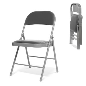 Real Relax Folding Chairs with Padded Seats for Events Home Office, Pu Leather Folding Chair - 1 of 4