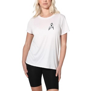Women's Star Trek Discovery Medical Badge Loose T-Shirt White - 1 of 4