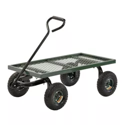 Juggernaut Carts GW3820-GR Heavy Duty Steel Frame 1000 Pound Load Capacity Outdoor Utility Garden Wagon with Pneumatic Tires, Green Finish