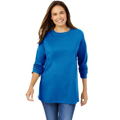Woman Within Women's Plus Size Perfect Long-Sleeve Crewneck Tee