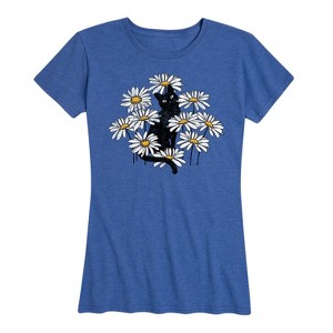 Women's - Instant Message - Cat in Field of Daisies Short Sleeve Graphic T-Shirt - 1 of 4