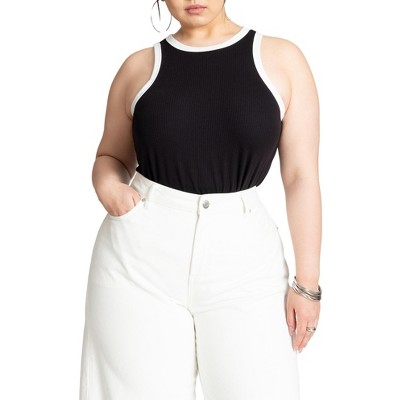 ELOQUII Women's Plus Size Contrast Racer Tank