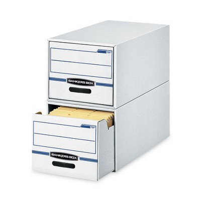 White and Blue Corrugated Cardboard File Storage Drawer, 25.5" x 14" x 11.5"
