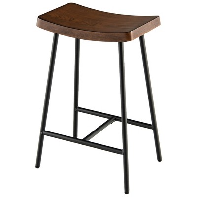 Costway Industrial Saddle Stool Counter Height Bar Stool Dining Pub Chair w/ Metal Frame
