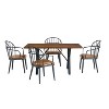 5 Piece Dining Table Set Dining Set with 4 Dining Chairs and Round/Square Table, Black+Natural/Walnut-Merax - 2 of 4