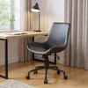 HomeRoots Black Upholstered Faux Leather and Steel Adjustable Swivel Rolling Office Chair - 2 of 4