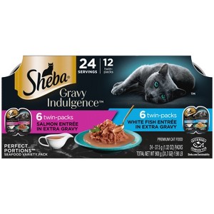 Sheba Salmon Flavor Variety Pack Gravy Indulgence Wet Cat Food - 31.7oz/12ct - 1 of 4