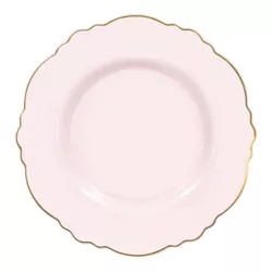 Smarty Had A Party 7.5" Pink with Gold Rim Round Blossom Disposable Plastic Appetizer/Salad Plates (120 Plates)