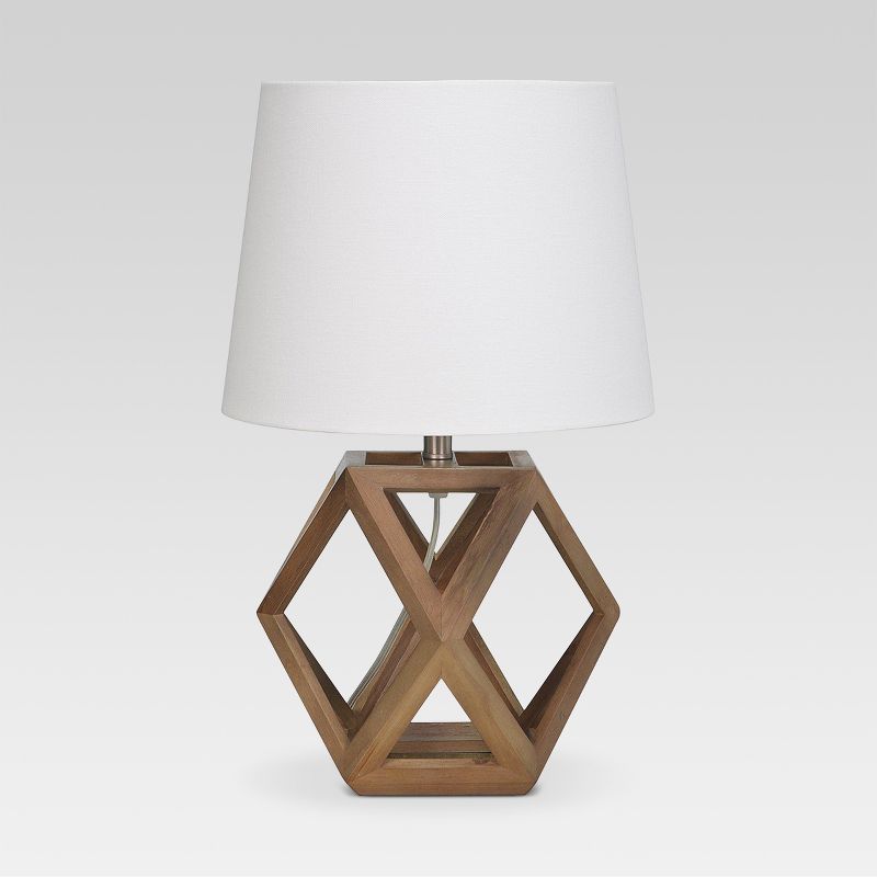 Geometric Wood Figural Accent Lamp Brown - Threshold&#153;, 1 of 9