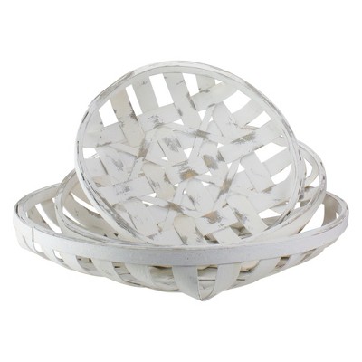 Raz Imports Set of 3 White Circular Woven Baskets 24.5"