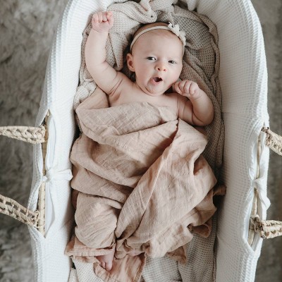 Tradewinds Gray Organic Cotton Muslin Baby Swaddle Blanket