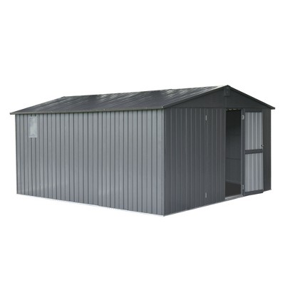 NicBex Metal Outdoor Storage Shed with Lockable Doors and Windows for Backyard Garden,Patio,Gray