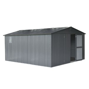 NicBex Metal Outdoor Storage Shed with Lockable Doors and Windows for Backyard Garden,Patio,Gray - 1 of 4