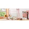Metal Twin Size House Platform Bed with Triangle Structure, Pink - 4 of 4