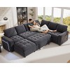 Vipbear 7-Seat Modular Sectional Sleeper Sofa with Pull-Out Bed, Reclining Backrest, USB Ports, Table, LED Lights & Storage Seats,Gray - 2 of 4