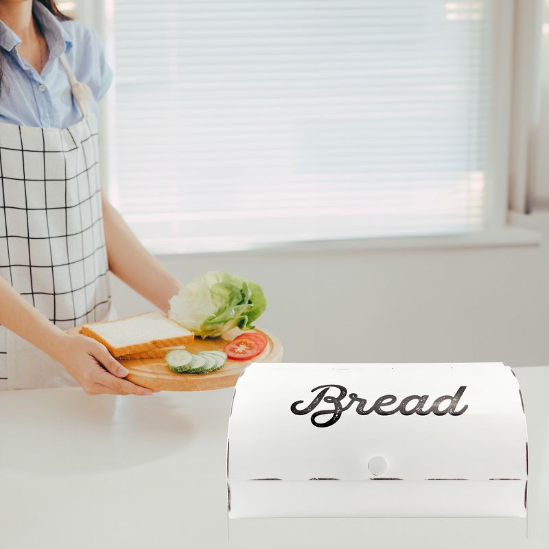 AuldHome Design Enamelware Bread Box; Modern Farmhouse Rustic Enamel Countertop Bread Bin, 4 of 9