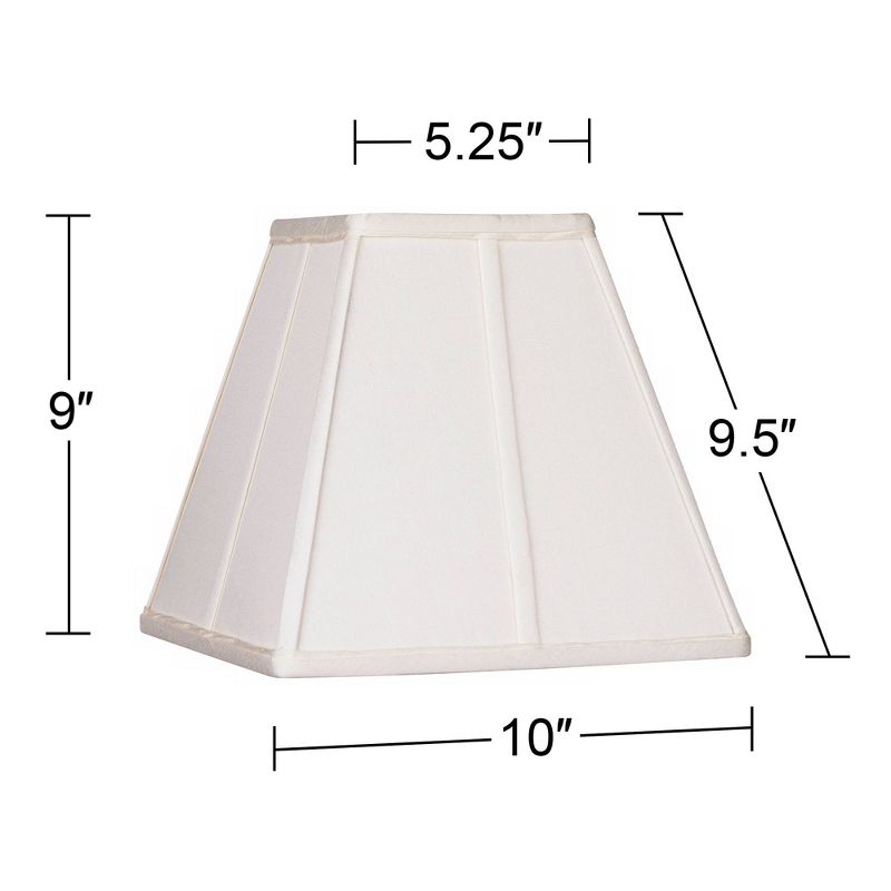 Springcrest Set of 2 Ivory Classic Small Square Lamp Shades 5.25" Top x 10" Bottom x 9" High (Spider) Replacement with Harp and Finial, 5 of 8