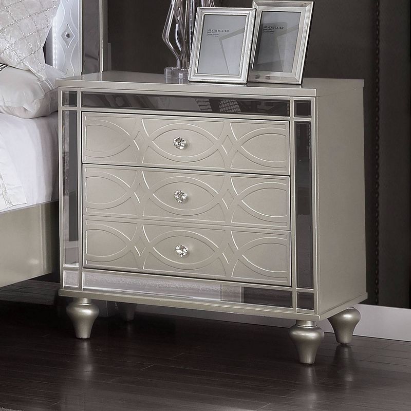 La Mesa 3 Drawer Glam Nightstand Silver - HOMES: Inside + Out, 3 of 6