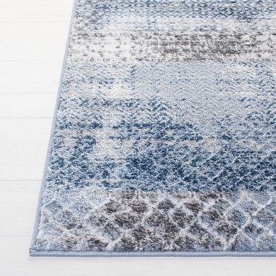 Amelia Navy and Grey Hand-Knotted Geometric Rug 3'x5'