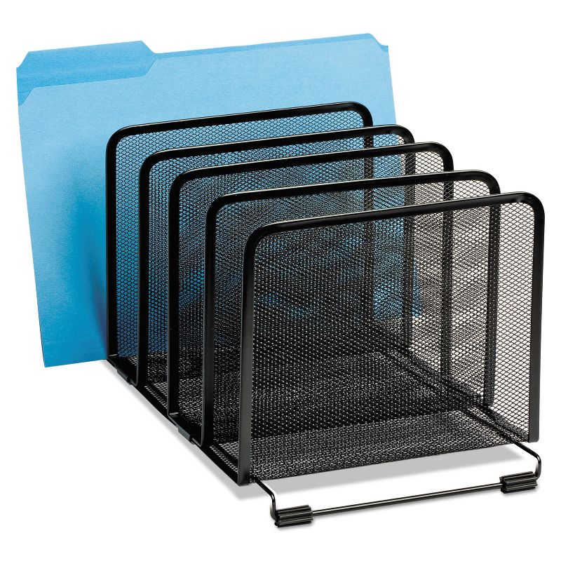 Rolodex Mesh Stacking Sorter Five Sections Metal 8 1/4 x 14 3/8 x 7 7/8 Black 22141, 2 of 4