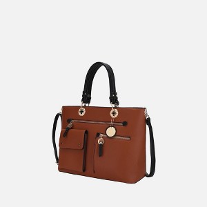 MKF Collection Julia Vegan Leather Color-block Women’s Satchel Bag by Mia k - 1 of 4