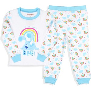 Nickelodeon Toddler Girls' Blue's Clues Rainbow Sleep Raglan Pajama Set White - 1 of 3