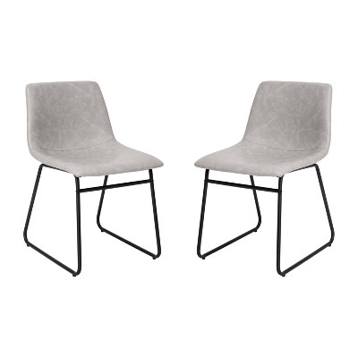 Emma and Oliver 18 Inch Indoor Dining Table Chairs, LeatherSoft Upholstery-Set of 2