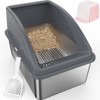XXL Stainless Steel Sifting Litter Box for Pine Pellet & Non-Clumping Litter, Anti-Leakage High-Sided Cat Litter Box with Lid for Large Cats - 2 of 4