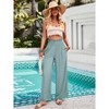 Clearlove Women Summer Elastic High Waisted Cotton Linen Palazzo Pants Wide Leg Long Lounge Pant Trousers with Pocket - 2 of 4