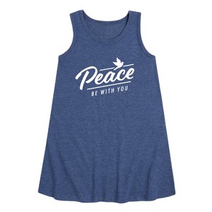 Girls' - Instant Message - Peace Be With You Graphic Sleeveless Aline Dress - 1 of 4