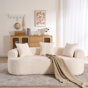シュガーメヌエット　クッション TIRAMISUBEST Crescent-Shaped 4-Seat Sofa with 3 Pillows, Low-Back