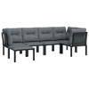 vidaXL 6 Piece Patio Lounge Set Black and Gray Poly Rattan - 3 of 4