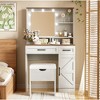 53.10"Farmhouse Makeup Vanity Desk with Mirror and Lights, 3 Lighting Modes, Vanity Set with Stool, Dressing Table, White - 2 of 4