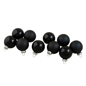Northlight 10ct Shiny and Matte Black Glass Ball Christmas Ornaments 1.75" (45mm) - 1 of 4