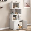 Tangkula 56" Tall 2-in-1 Hidden Cat Washroom Furniture w/3 Open Shelves Side Entry Doors - 3 of 4