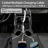 BONGEEK Coiled USB/Type-C to iWatch/iPhone Lightning/Type-C Multi Charger Cable, 3-in-2 Retractable Multiple Car Fast Charging Cord - 2 of 4