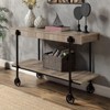 Gulches Industrial Sofa Table - Slat Design, Open Bottom Shelf, Natural Tone/Black, Steel Frame - 3 of 4